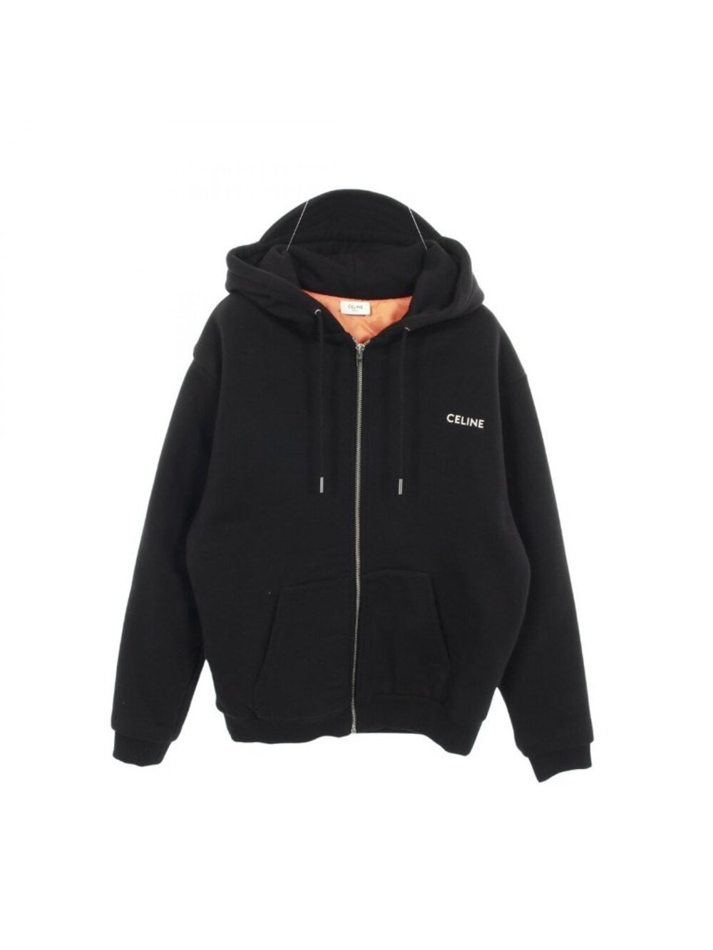 Celine Logo Embroidery Zip Up Hoodie